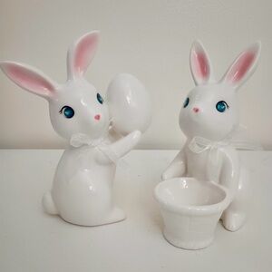Spritz Charming White Ceramic Bunny Figurines
